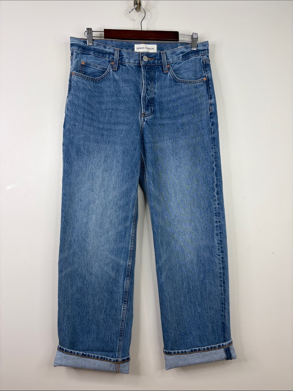 Denim Forum Jeans Womens 28 x 28 The 90s Vintage Lo Rise Cuffed Blue Loose Fit